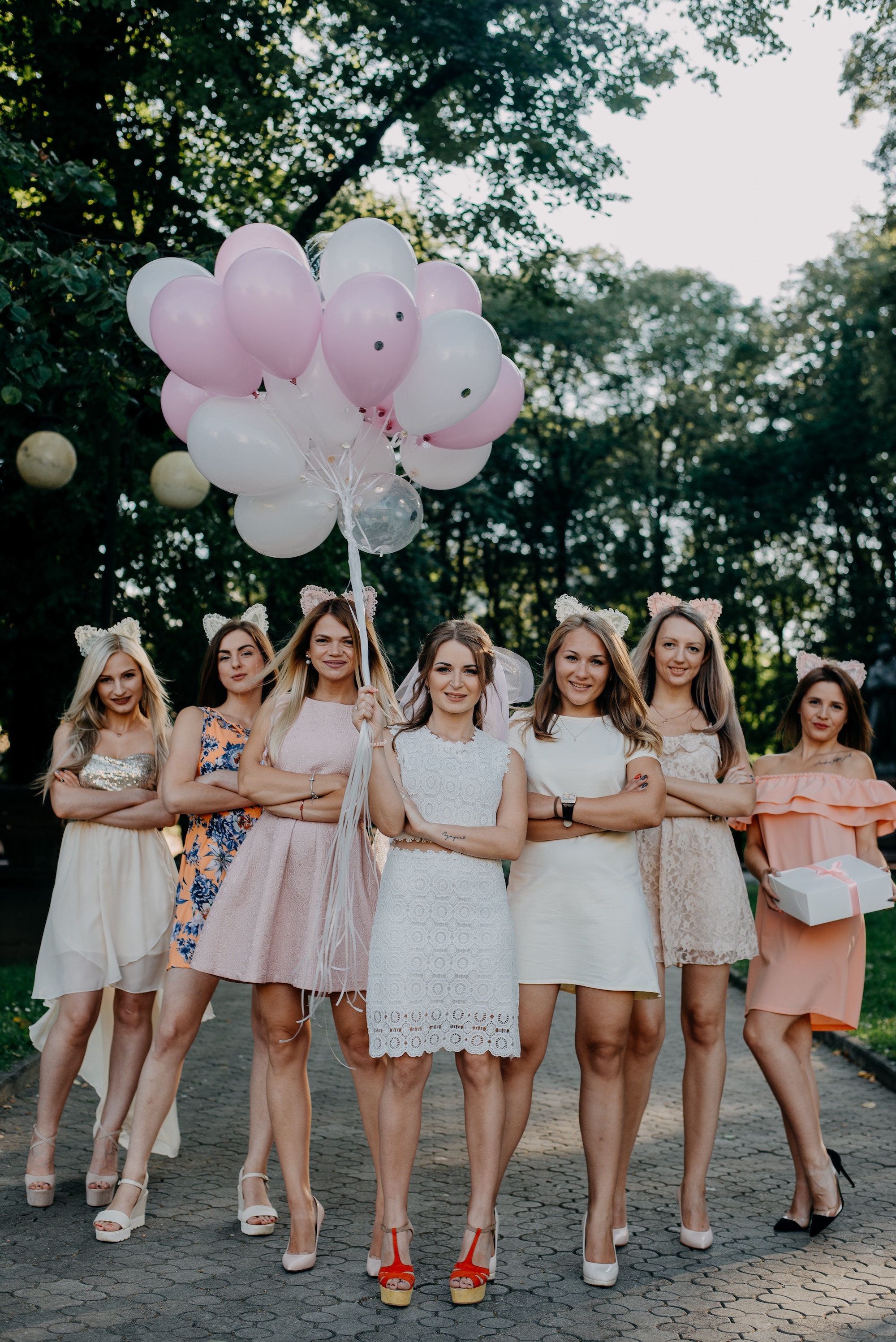 bridesmaids celebrating